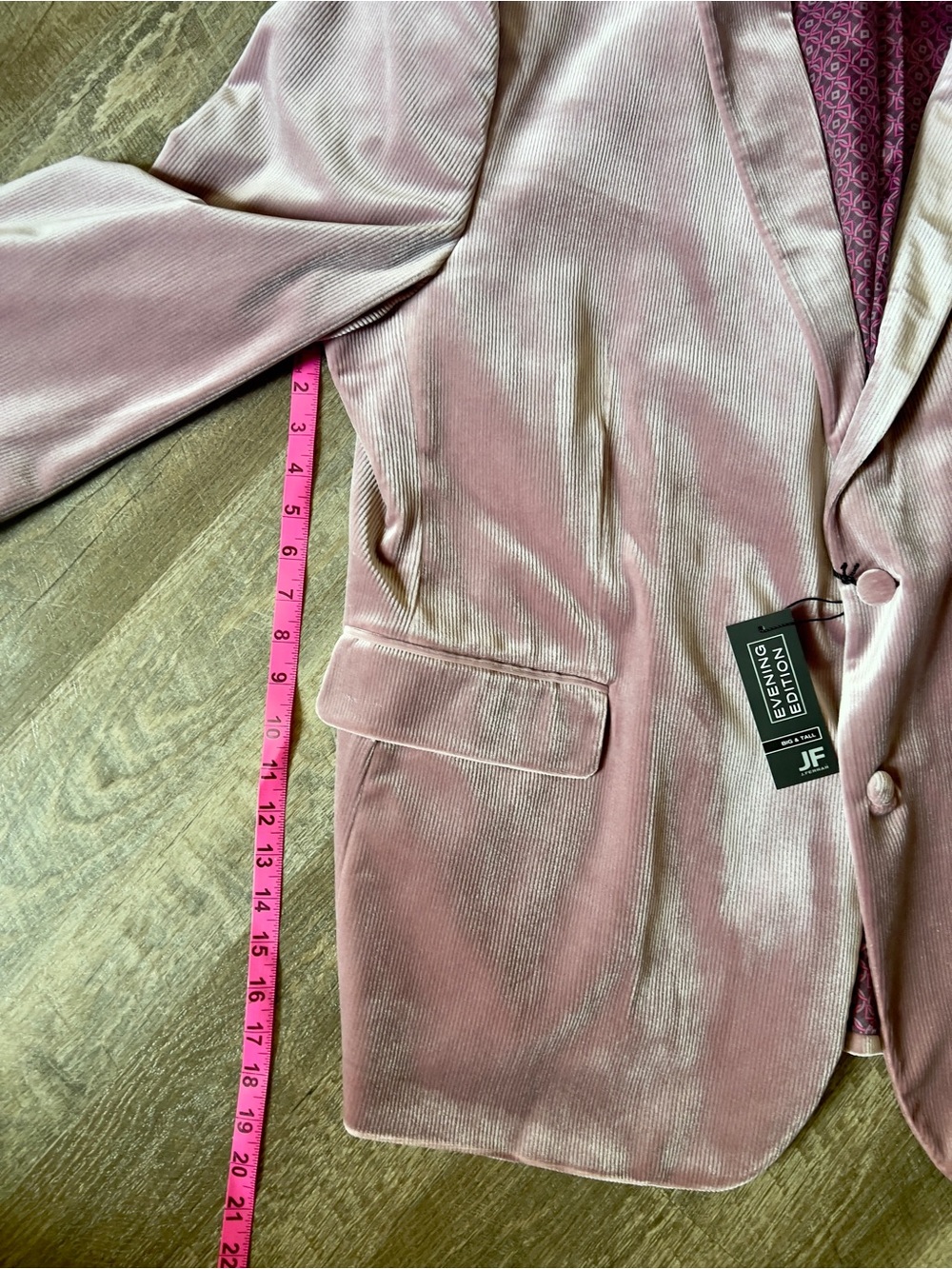 JF J. Ferrar Corded Mens Big and Tall Regular Fit Velvet Sport‎ Coat-Size 52R - Picture 13 of 13